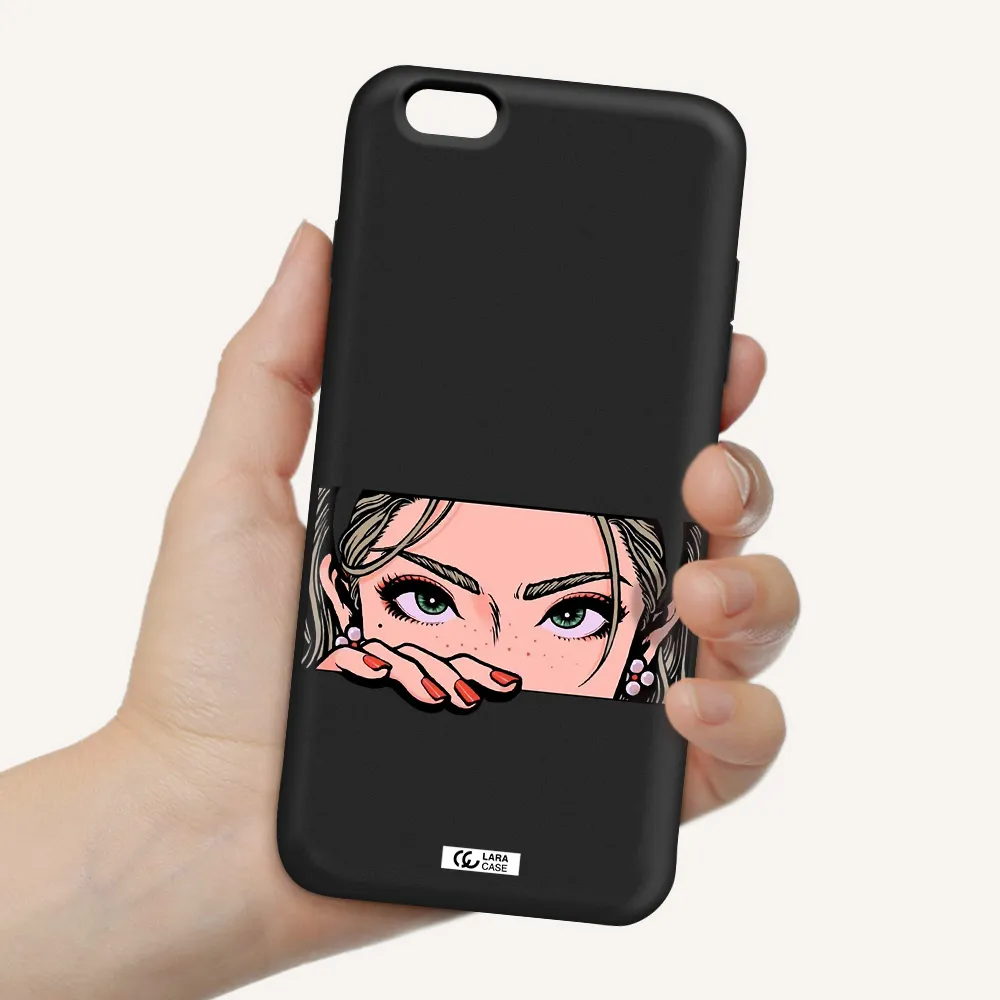 a cartoon of a woman's face Apple iPhone 6 s plus Silicone black Case