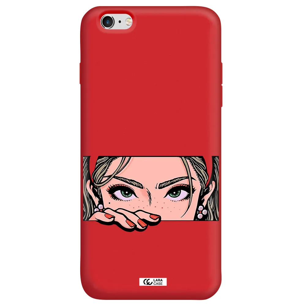 a cartoon of a woman's face Apple iPhone 6 s plus Silicone Imperial Red Case