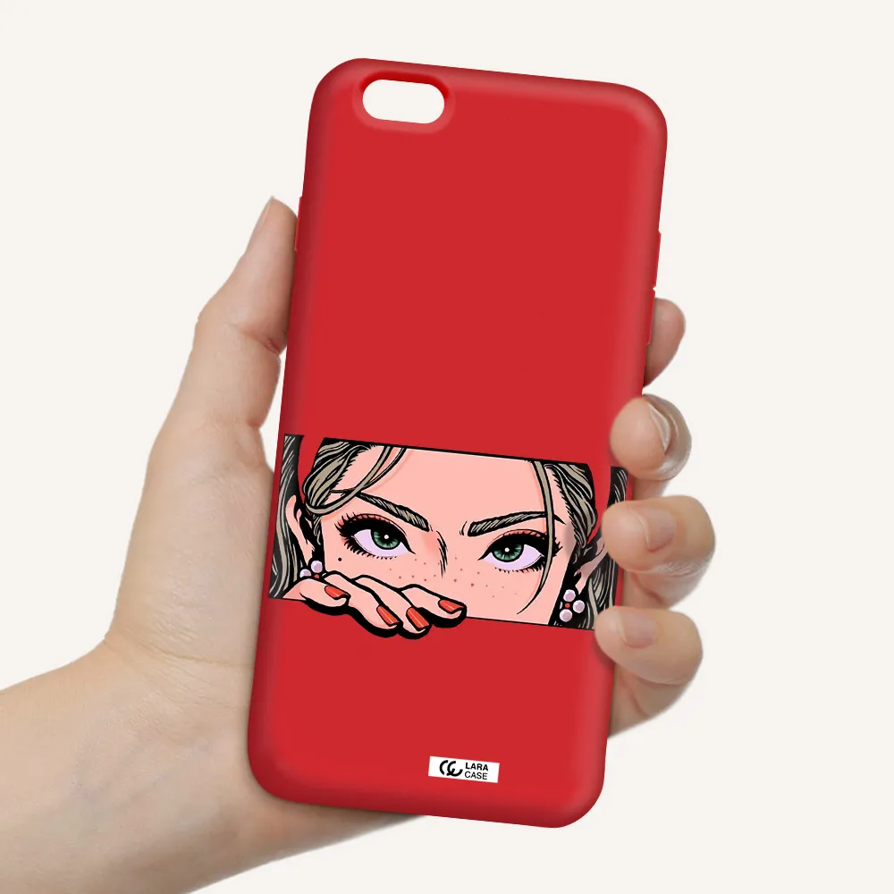 a cartoon of a woman's face Apple iPhone 6 s plus Silicone Imperial Red Case