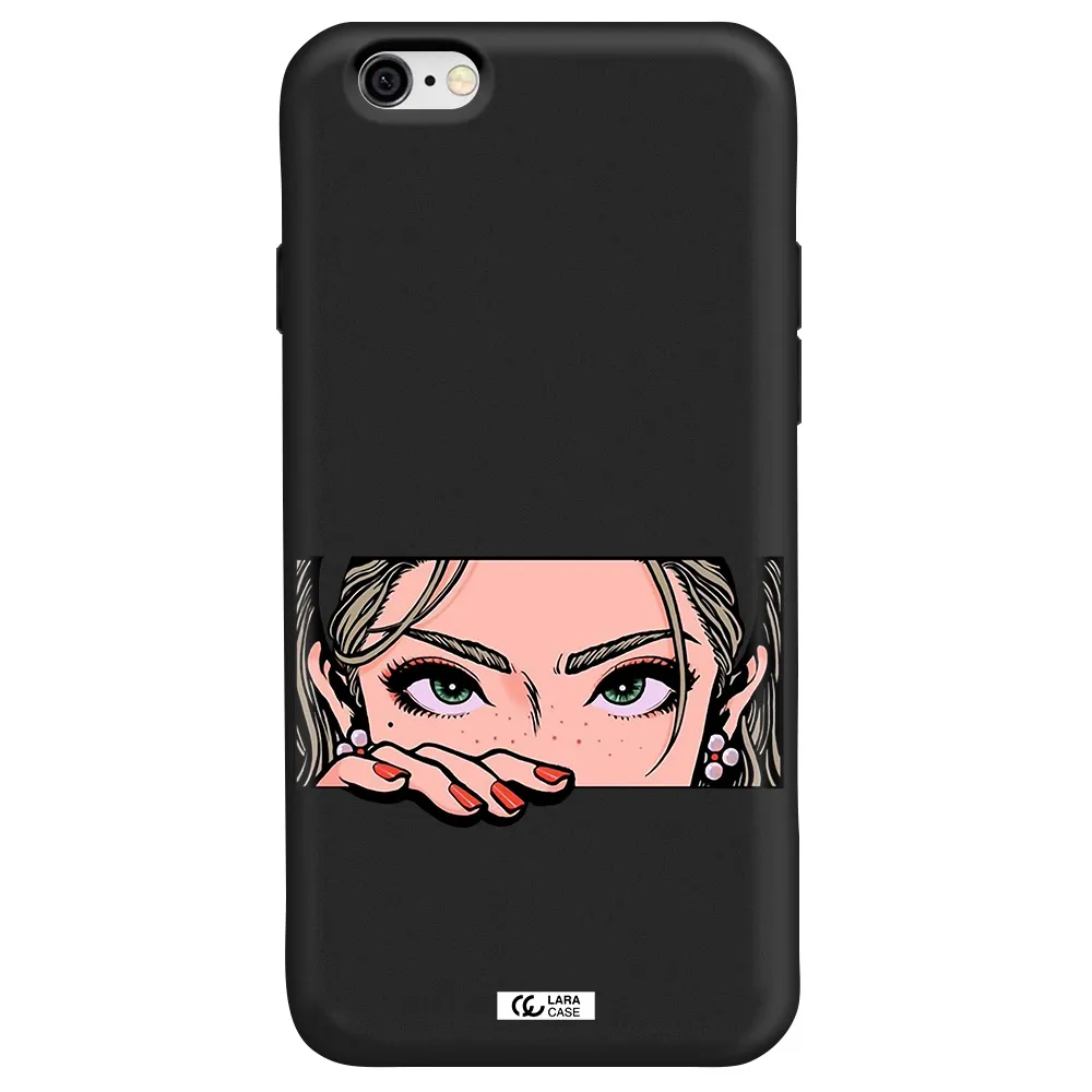 a cartoon of a woman's face Apple iPhone 6 Silicone black Case