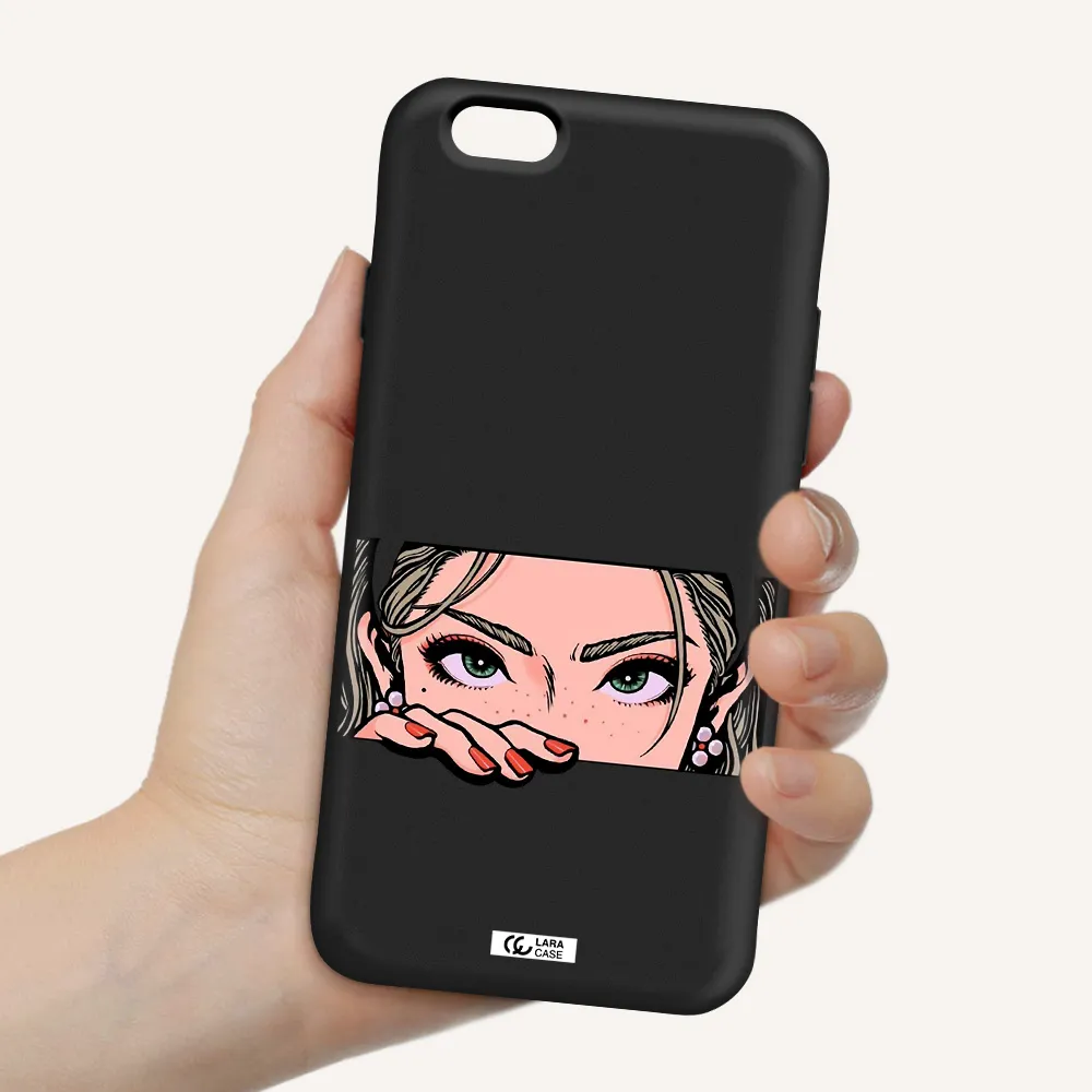 a cartoon of a woman's face Apple iPhone 6 Silicone black Case