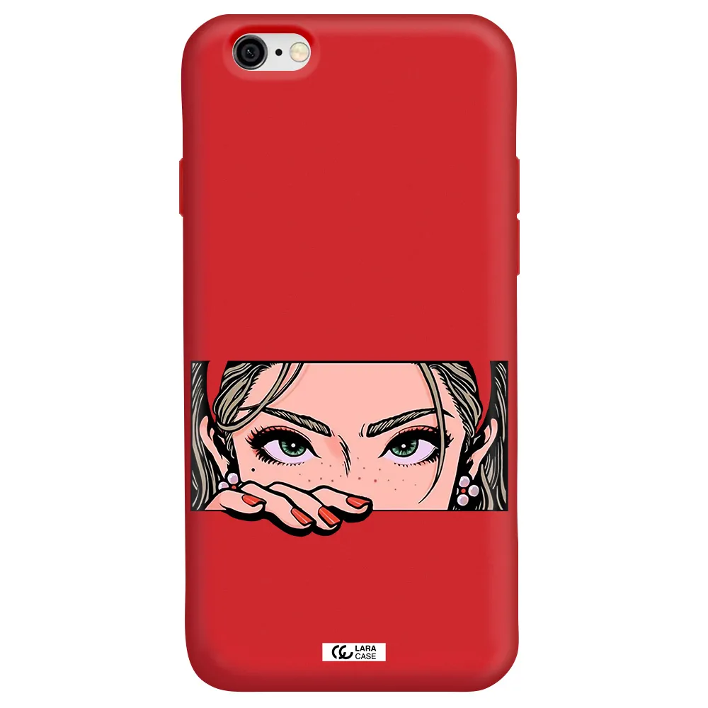a cartoon of a woman's face Apple iPhone 6 Silicone Imperial Red Case