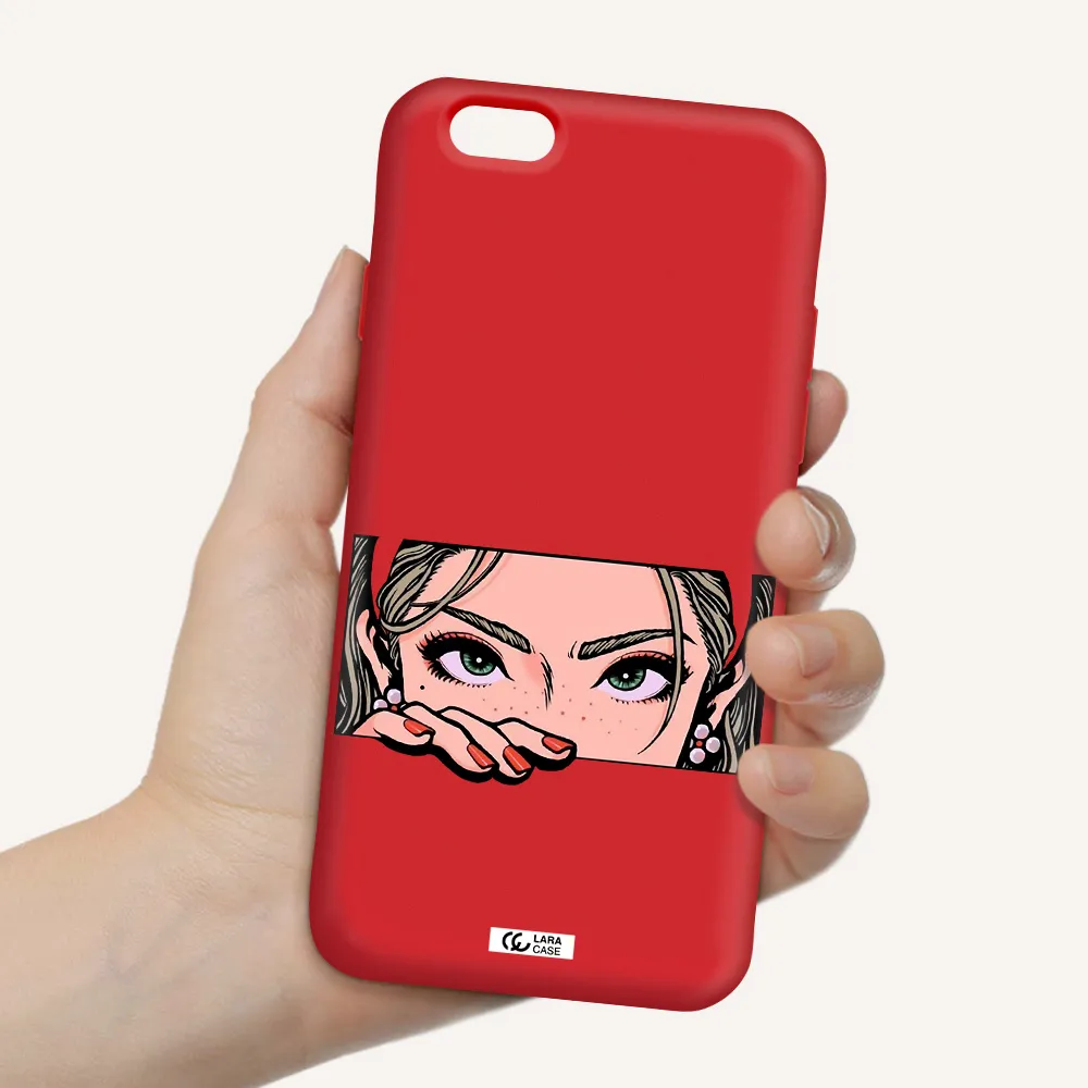 a cartoon of a woman's face Apple iPhone 6 Silicone Imperial Red Case