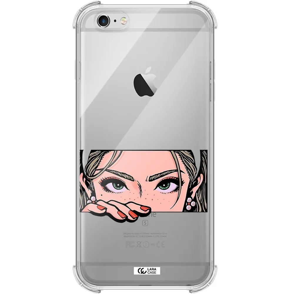 a cartoon of a woman's face Apple iPhone 6S Clear PC Case