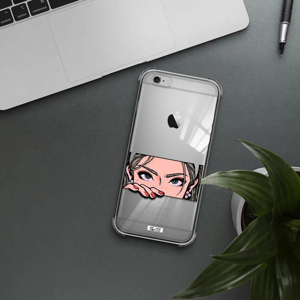 a cartoon of a woman's face Apple iPhone 6S Clear PC Case
