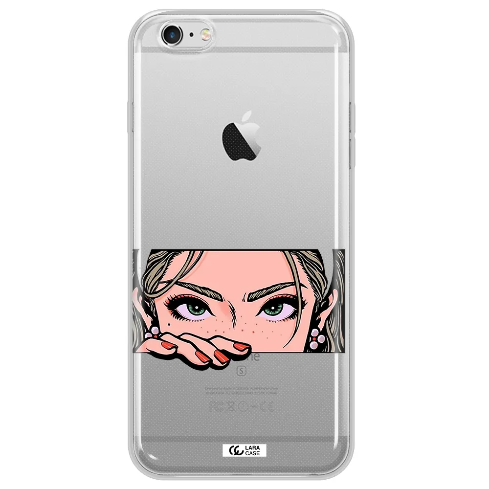 A Cartoon Of A Woman's Face Apple Iphone 6S Clear Tpu Case