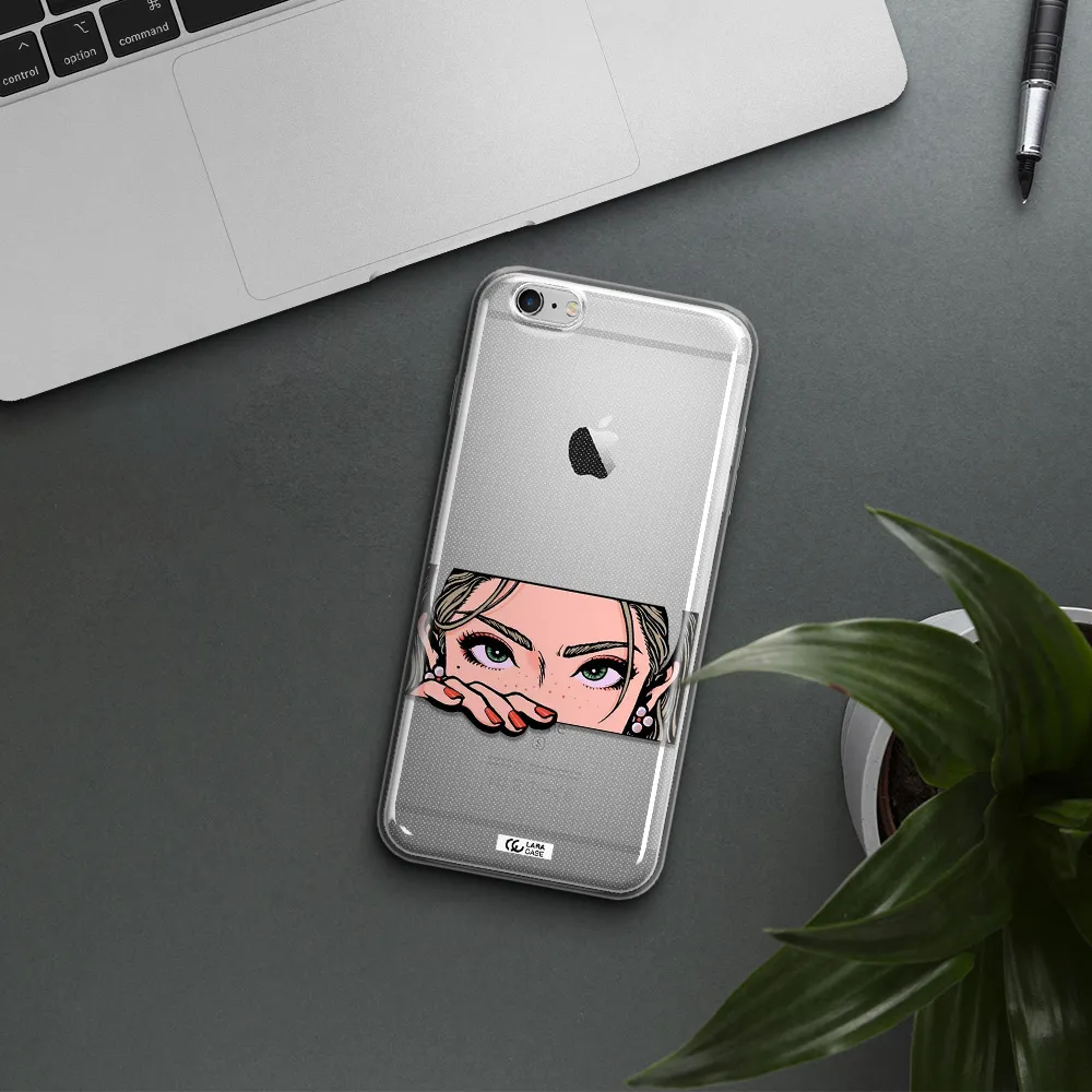 A Cartoon Of A Woman's Face Apple Iphone 6S Clear Tpu Case