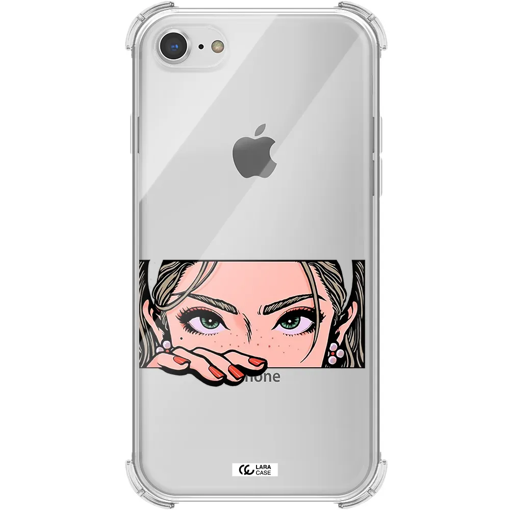 a cartoon of a woman's face Apple iPhone 7 Clear PC Case