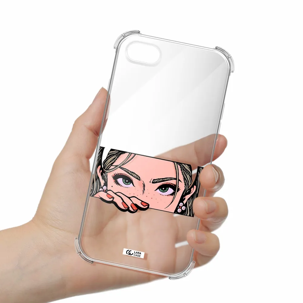 a cartoon of a woman's face Apple iPhone 7 Clear PC Case
