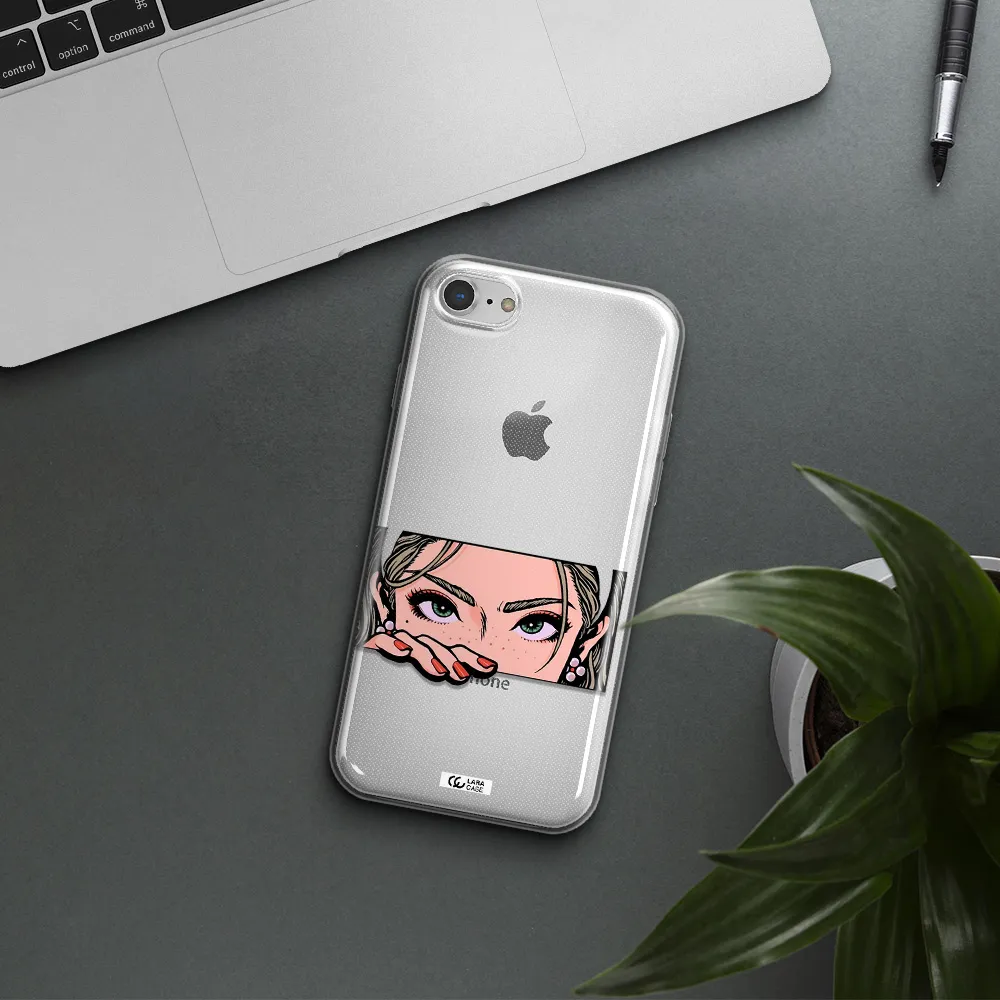 A Cartoon Of A Woman's Face Apple Iphone 7 Clear Tpu Case