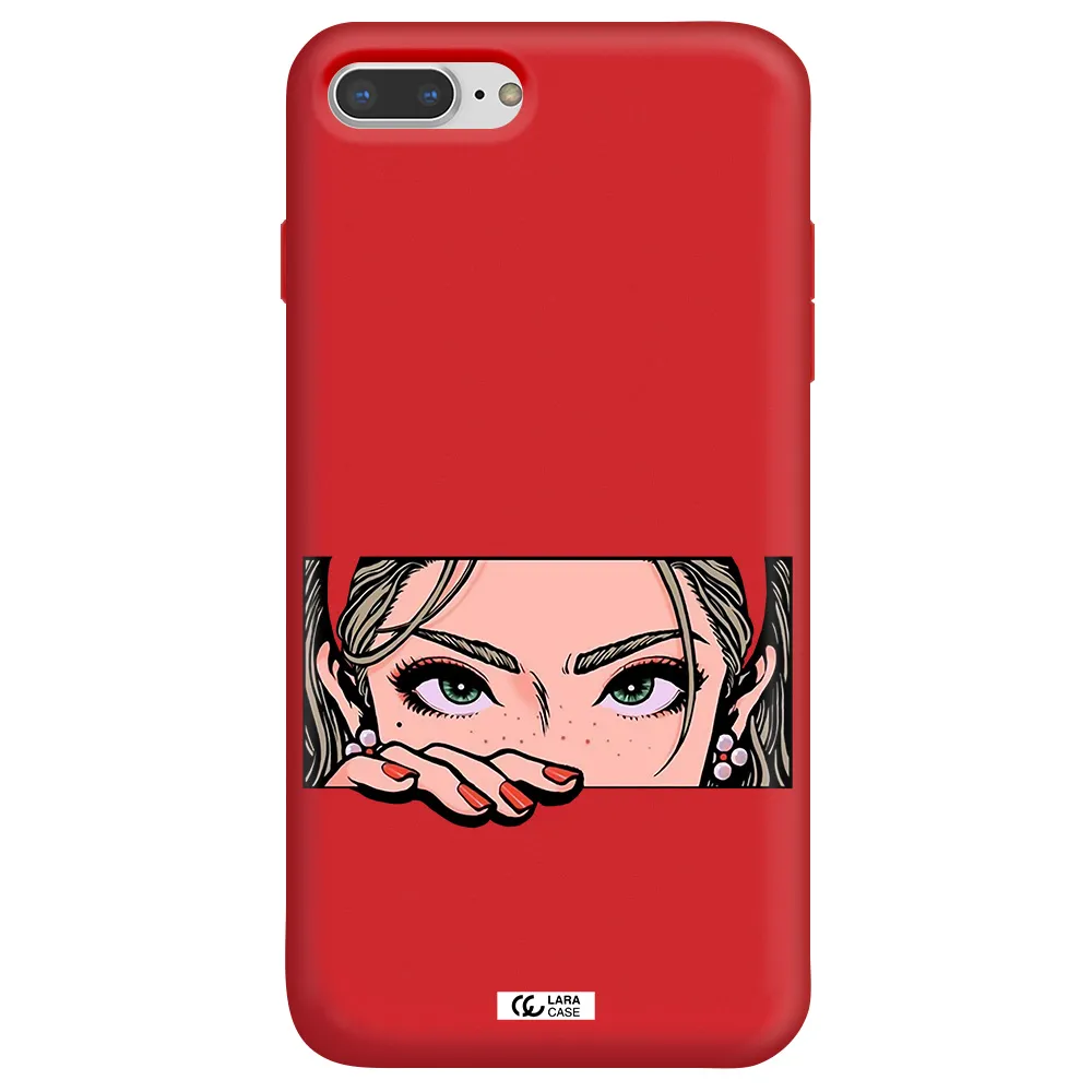 a cartoon of a woman's face Apple iPhone 7 plus Silicone Imperial Red Case