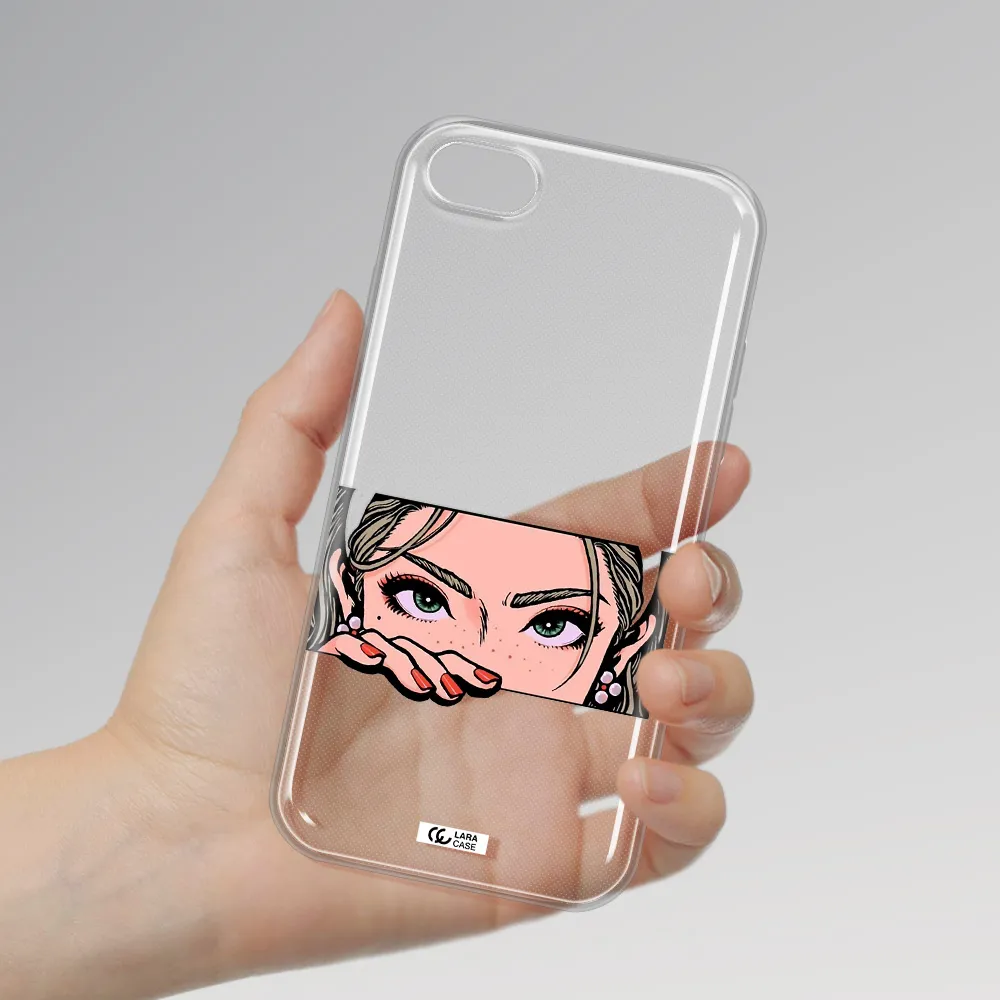 A Cartoon Of A Woman's Face Apple Iphone 8 Clear Tpu Case