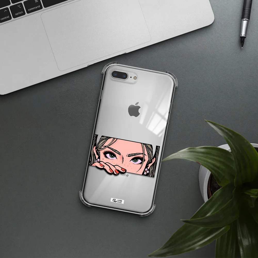 a cartoon of a woman's face Apple iPhone 8 plus Clear PC Case