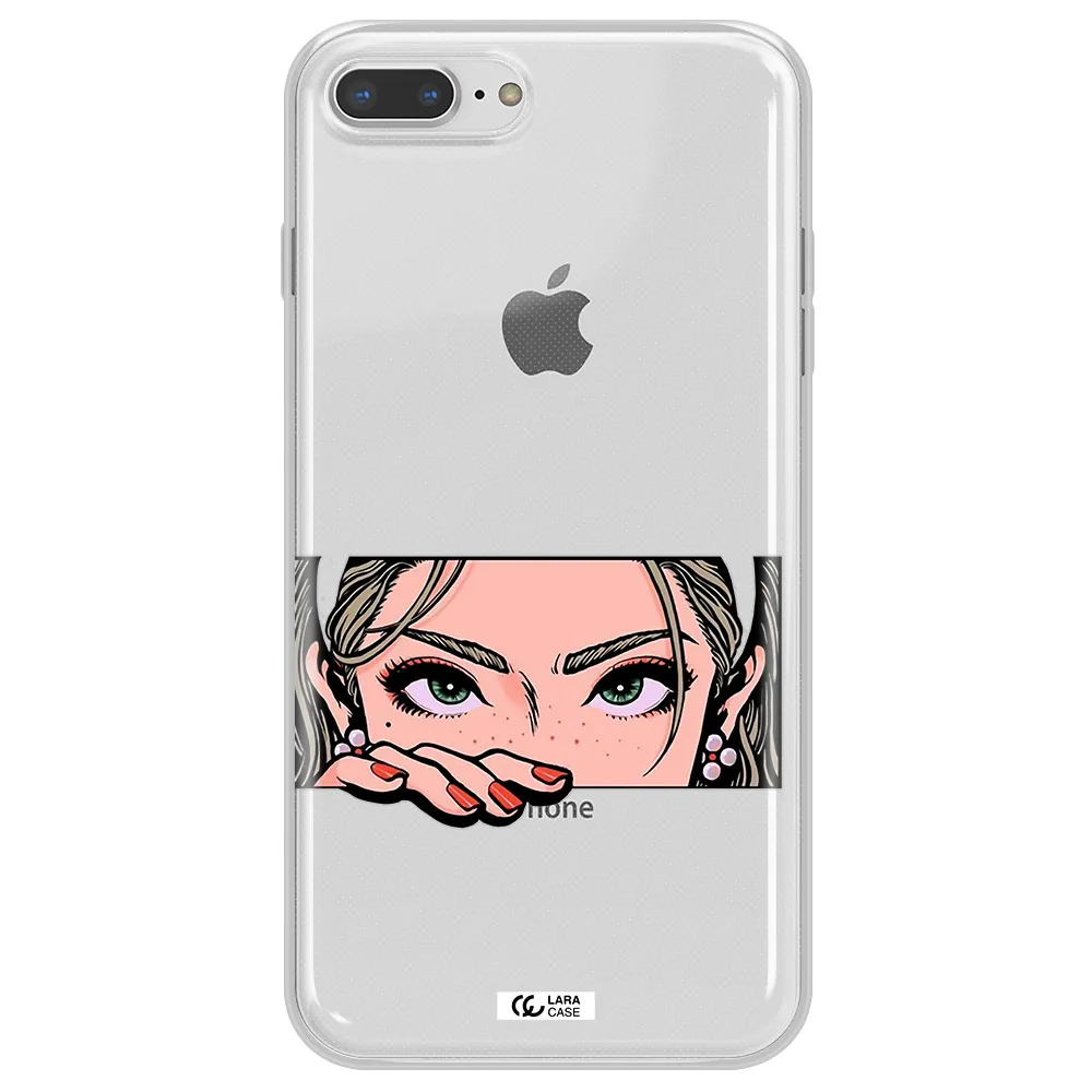 A Cartoon Of A Woman's Face Apple Iphone 8 Plus Clear Tpu Case