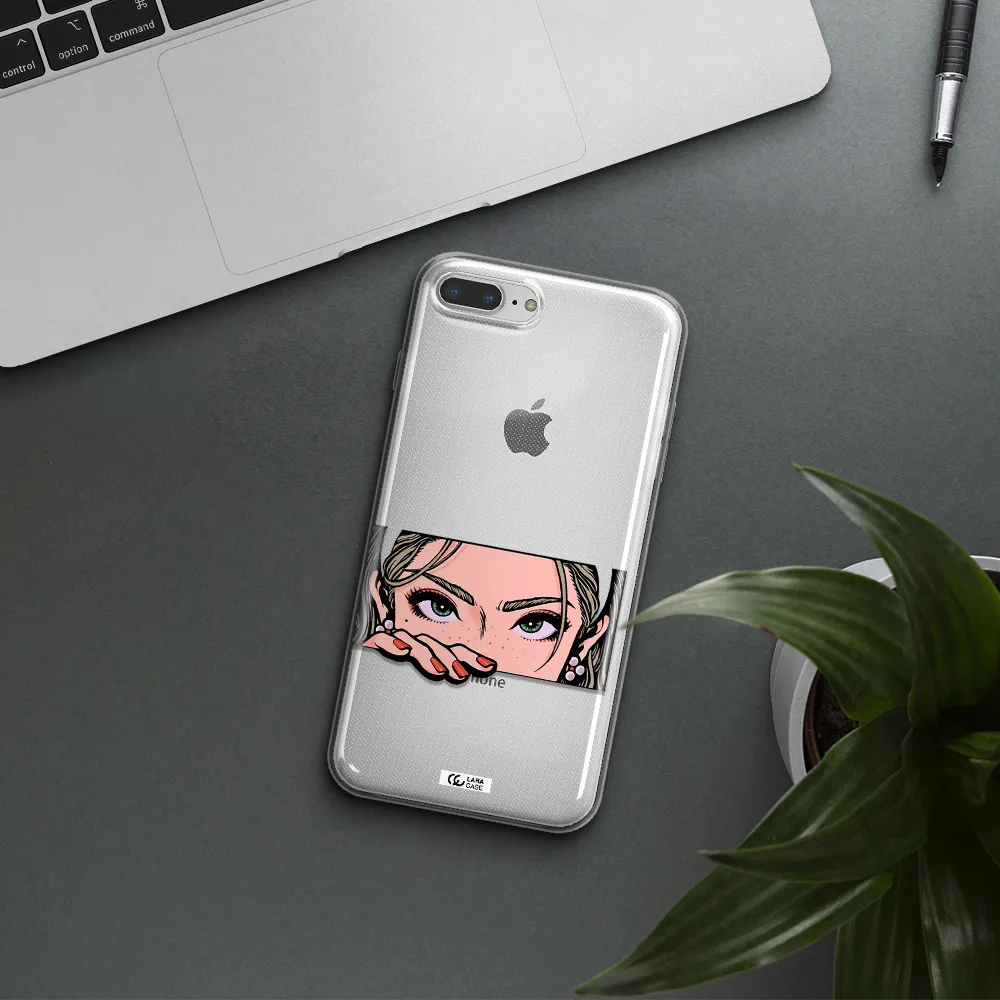 A Cartoon Of A Woman's Face Apple Iphone 8 Plus Clear Tpu Case