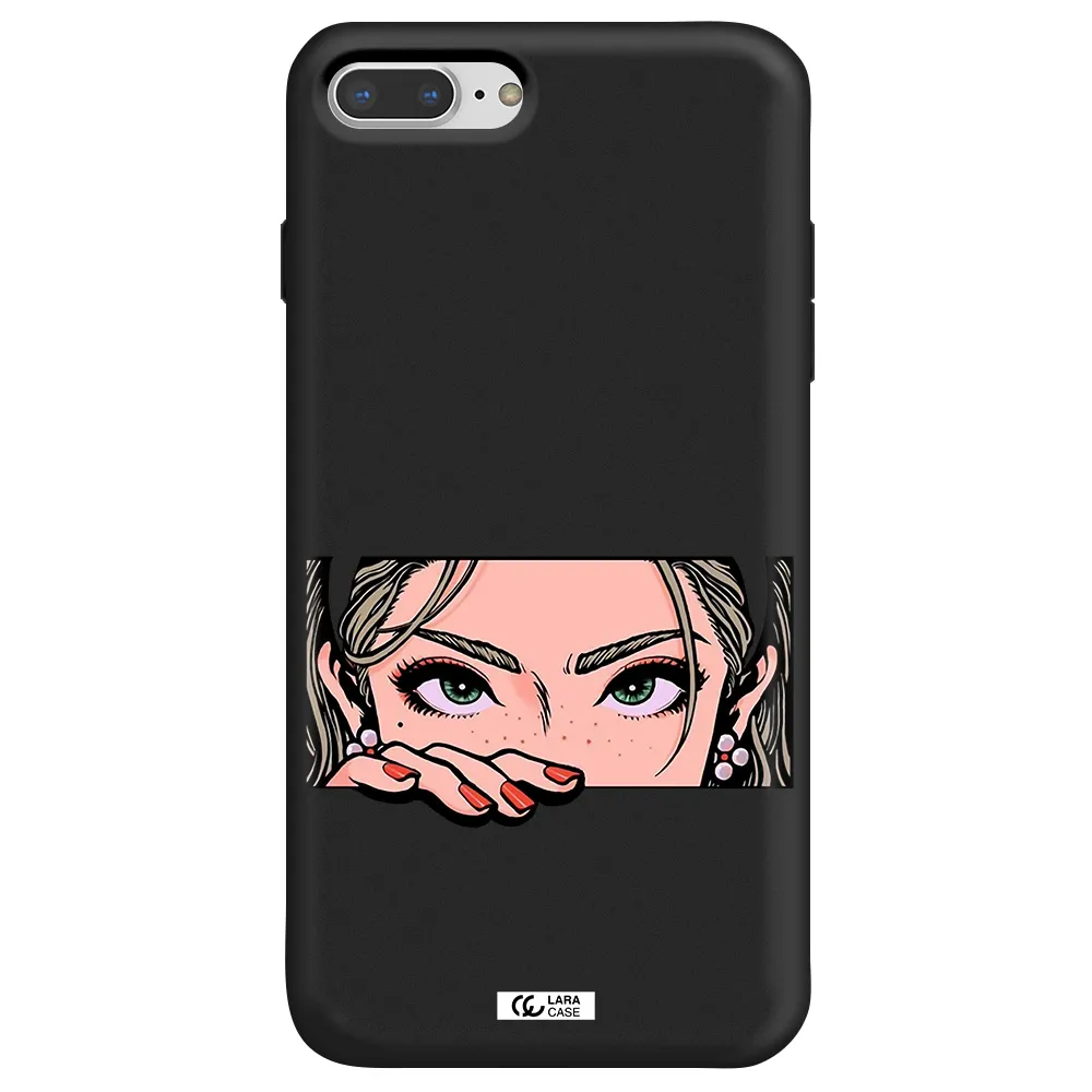 a cartoon of a woman's face Apple iPhone 8 plus Silicone black Case