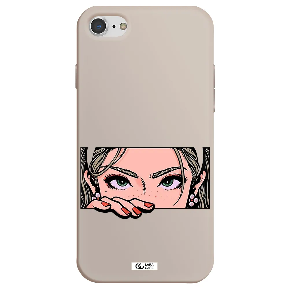 a cartoon of a woman's face Apple iPhone 8 Silicone Stone Case