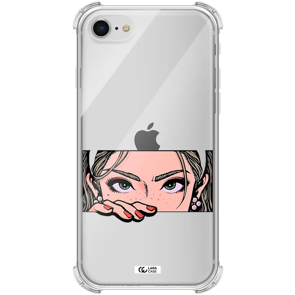 a cartoon of a woman's face Apple iPhone se 2020 Clear PC Case