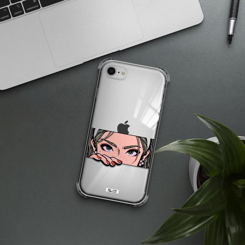 a cartoon of a woman's face Apple iPhone se 2020 Clear PC Case
