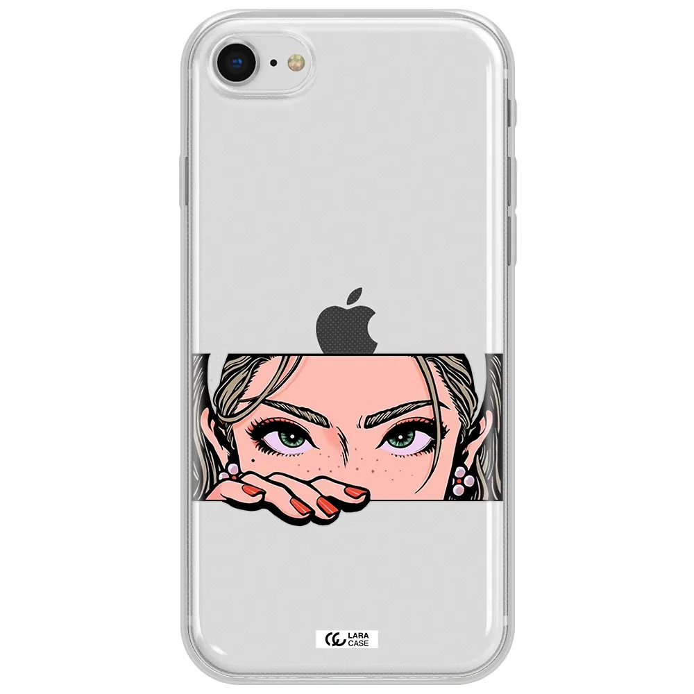 A Cartoon Of A Woman's Face Apple Iphone Se 2020 Clear Tpu Case