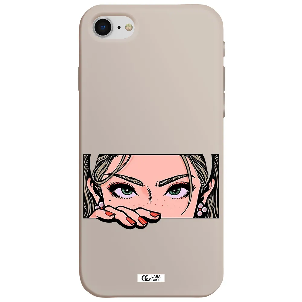 a cartoon of a woman's face Apple iPhone se 2020 Silicone Stone Case