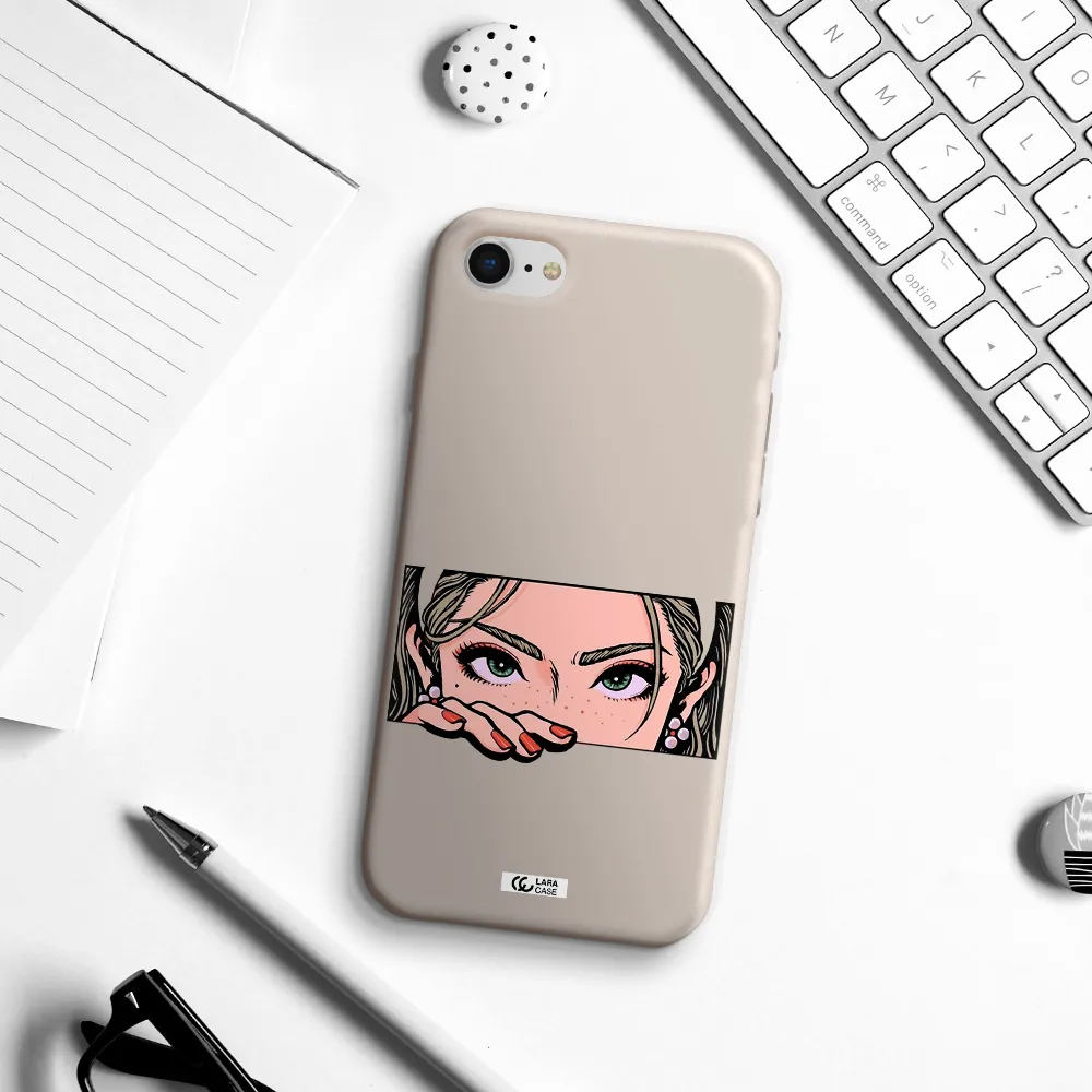 a cartoon of a woman's face Apple iPhone se 2020 Silicone Stone Case