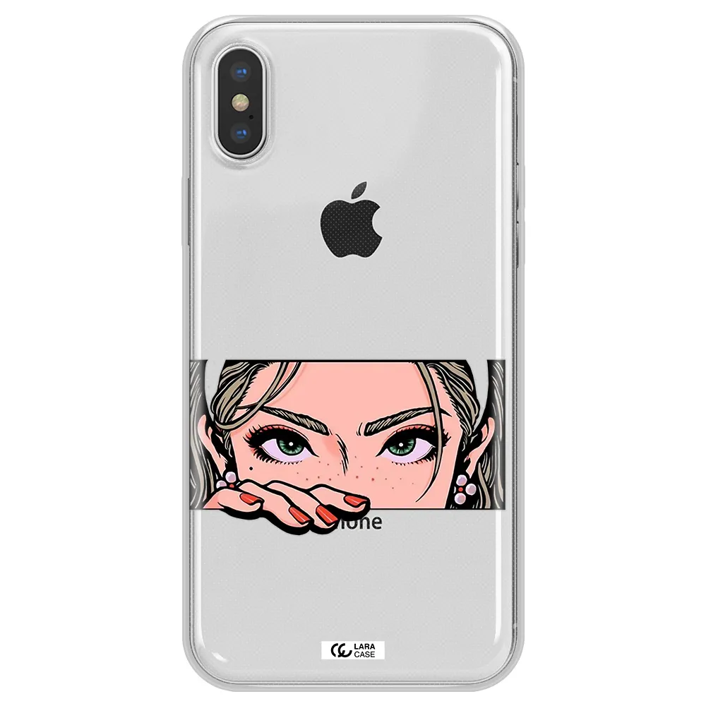 A Cartoon Of A Woman's Face Apple Iphone X Clear Tpu Case