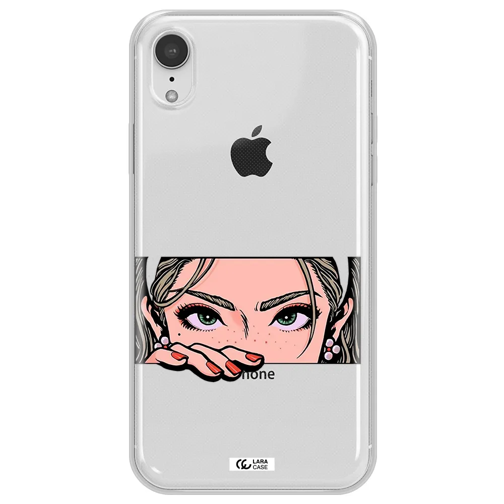 A Cartoon Of A Woman's Face Apple Iphone Xr Clear Tpu Case
