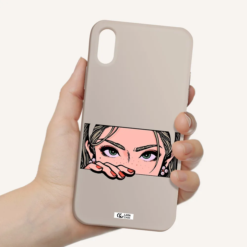 a cartoon of a woman's face Apple iPhone XS Silicone Stone Case