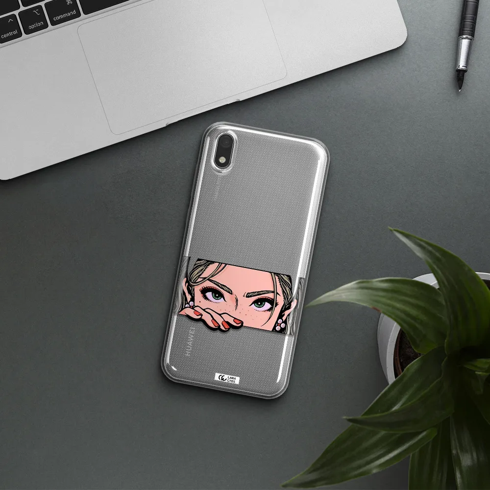 A Cartoon Of A Woman's Face Huawei Honor 8S Clear Tpu Case
