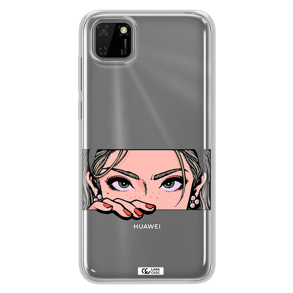 A Cartoon Of A Woman's Face Huawei Honor 9S Clear Tpu Case
