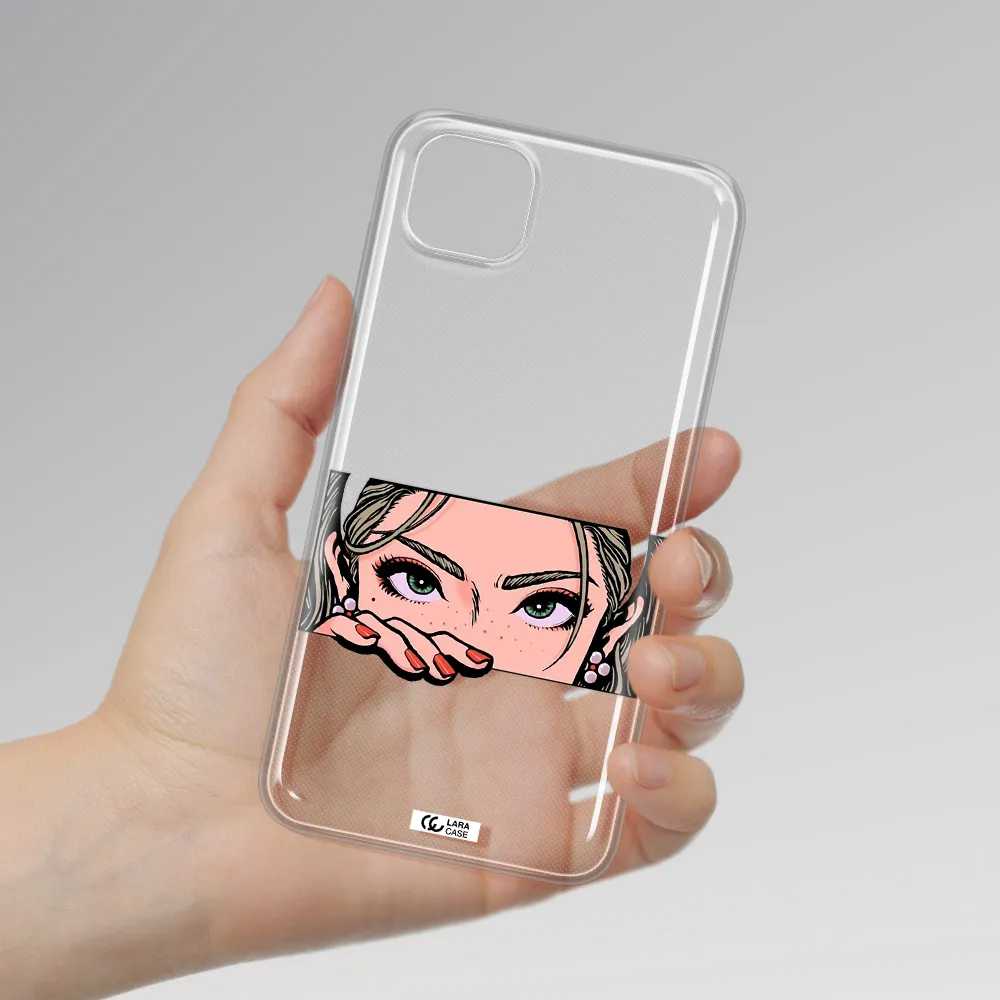 A Cartoon Of A Woman's Face Huawei Honor 9S Clear Tpu Case