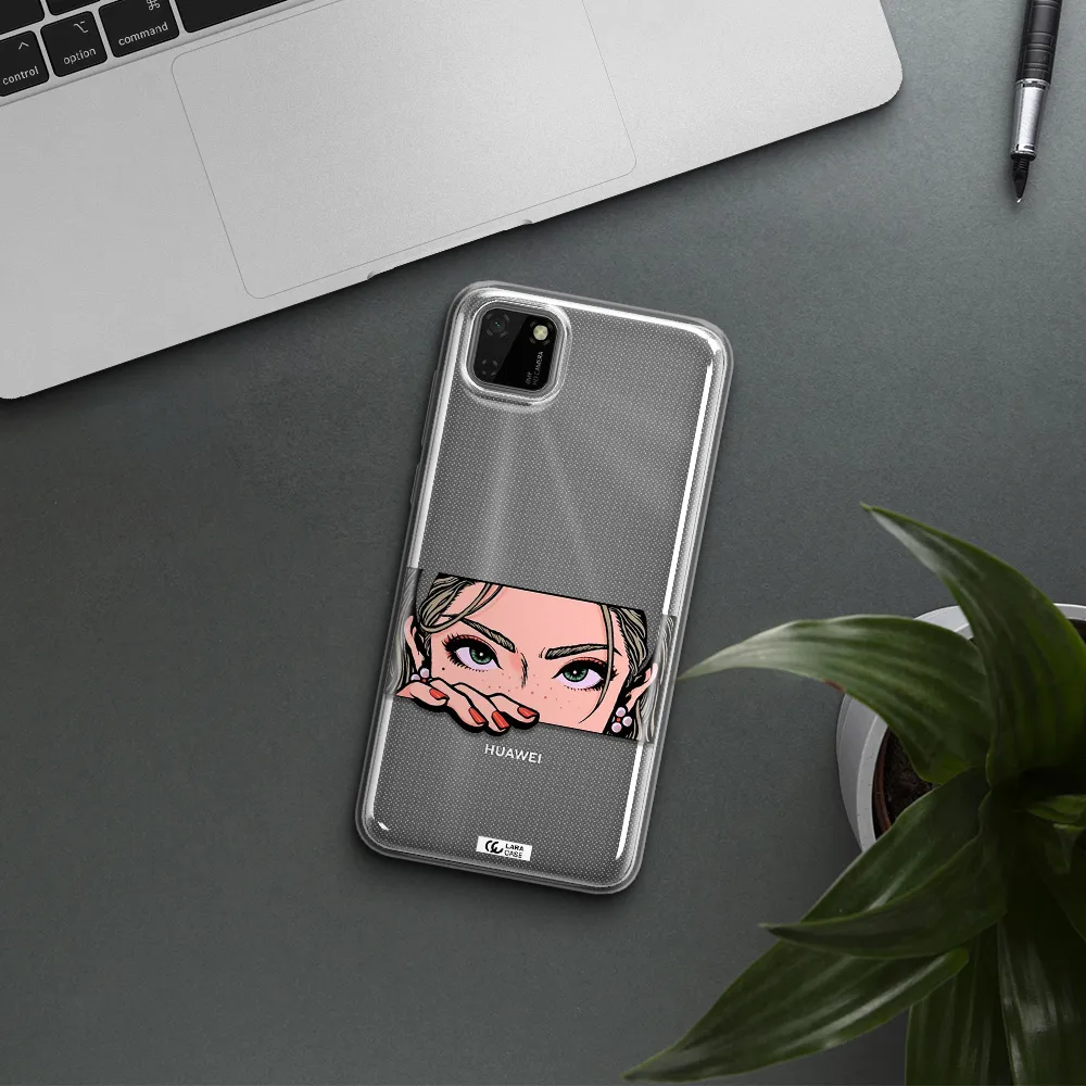 A Cartoon Of A Woman's Face Huawei Honor 9S Clear Tpu Case