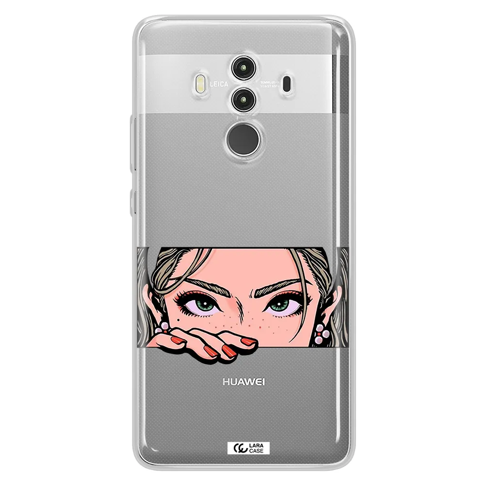 A Cartoon Of A Woman's Face Huawei Mate 10 Clear Tpu Case