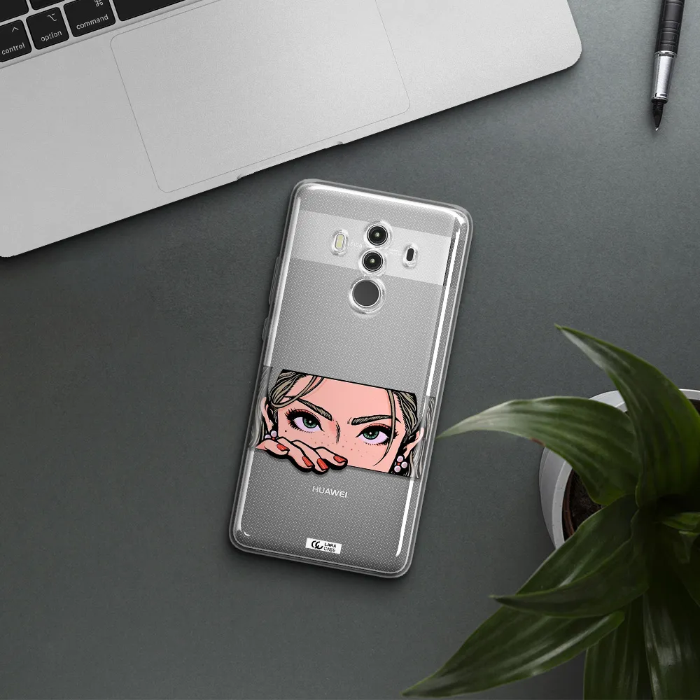 A Cartoon Of A Woman's Face Huawei Mate 10 Clear Tpu Case