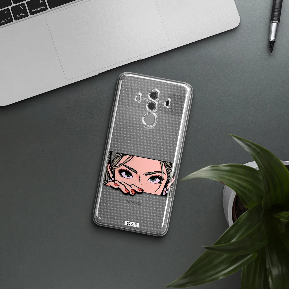 A Cartoon Of A Woman's Face Huawei Mate 10 Pro Clear Tpu Case