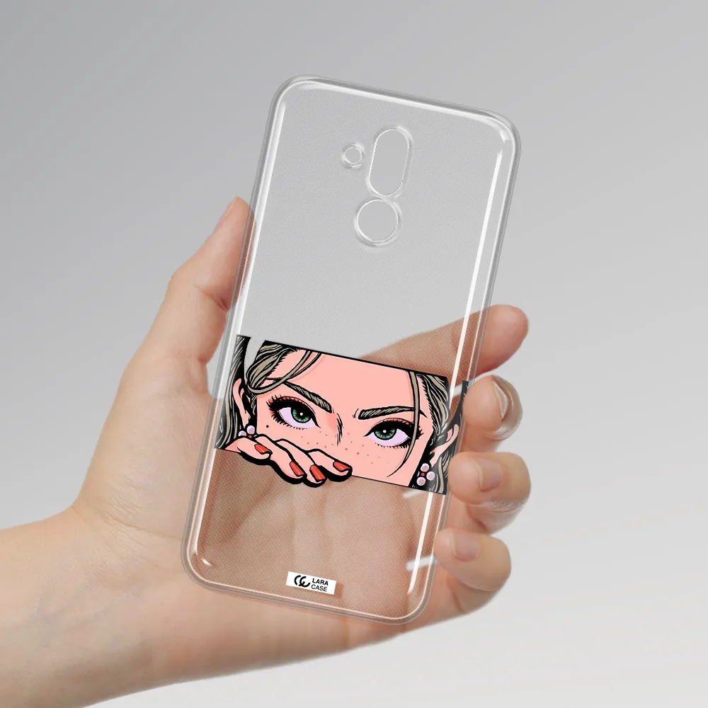 A Cartoon Of A Woman's Face Huawei Mate 20 Lite Clear Tpu Case