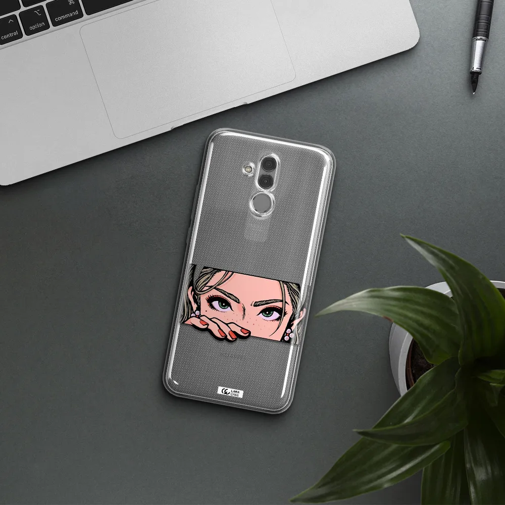 A Cartoon Of A Woman's Face Huawei Mate 20 Lite Clear Tpu Case