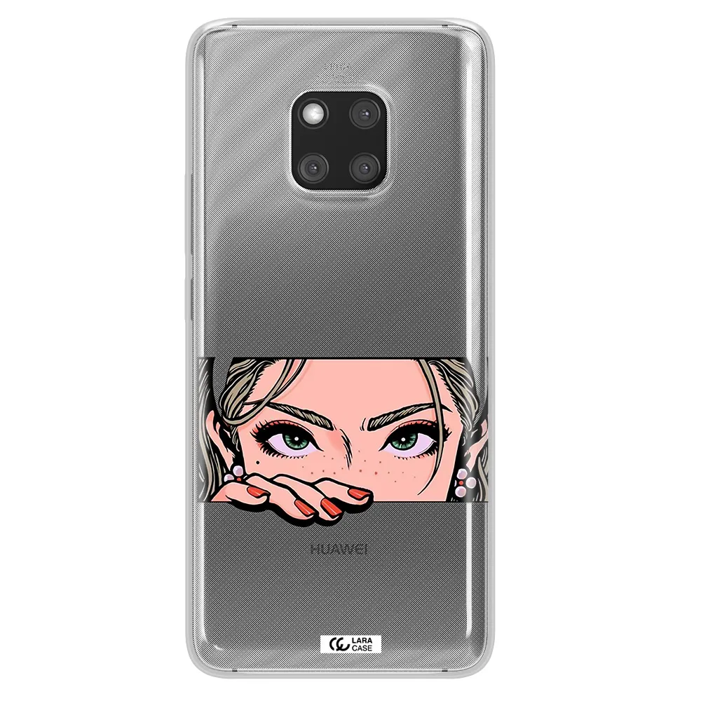 A Cartoon Of A Woman's Face Huawei Mate 20 Pro Clear Tpu Case