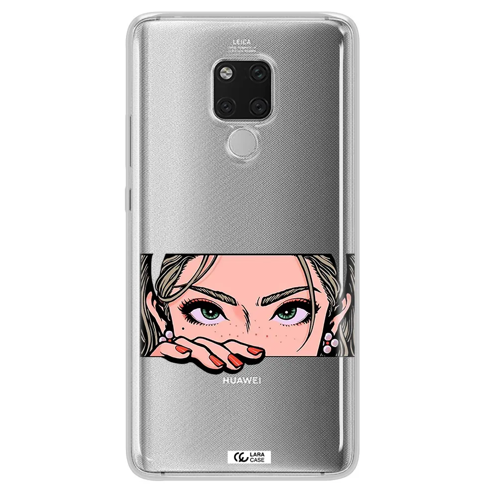 A Cartoon Of A Woman's Face Huawei Mate 20X Clear Tpu Case