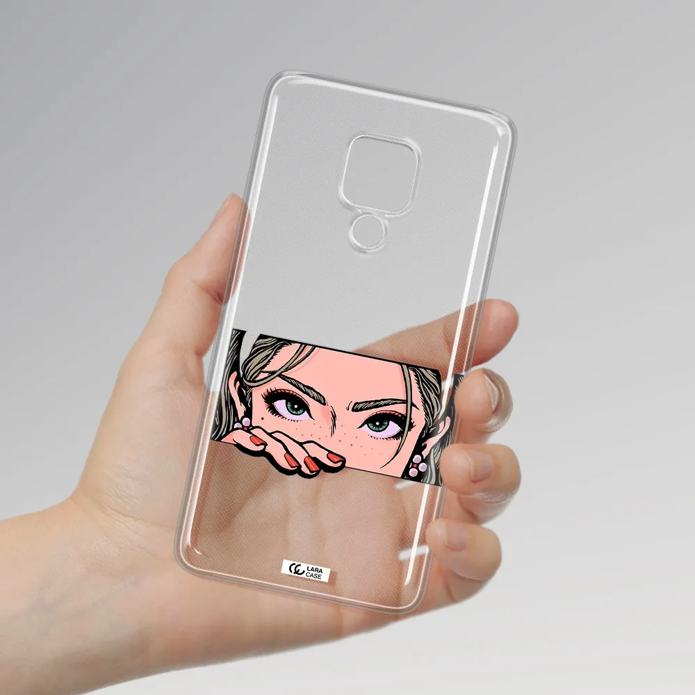 A Cartoon Of A Woman's Face Huawei Mate 20X Clear Tpu Case