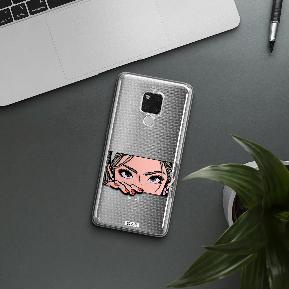 A Cartoon Of A Woman's Face Huawei Mate 20X Clear Tpu Case