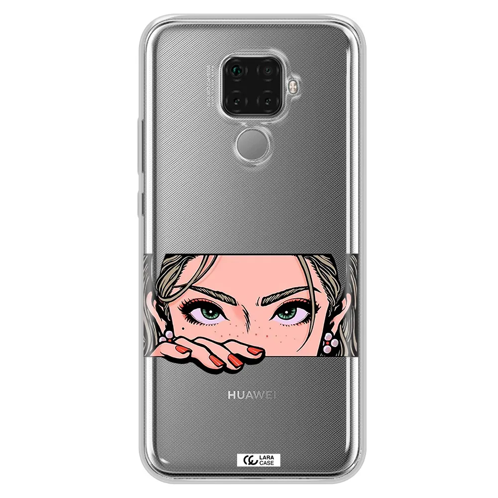 A Cartoon Of A Woman's Face Huawei Mate 30 Lite Clear Tpu Case