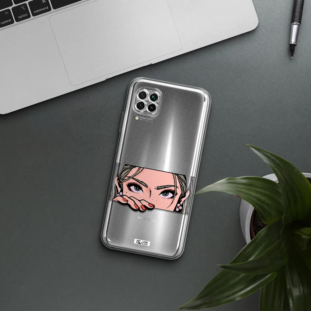 A Cartoon Of A Woman's Face Huawei Nova 7I Clear Tpu Case