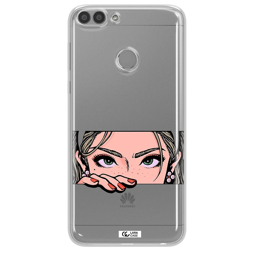 A Cartoon Of A Woman's Face Huawei P Smart 2017 Clear Tpu Case