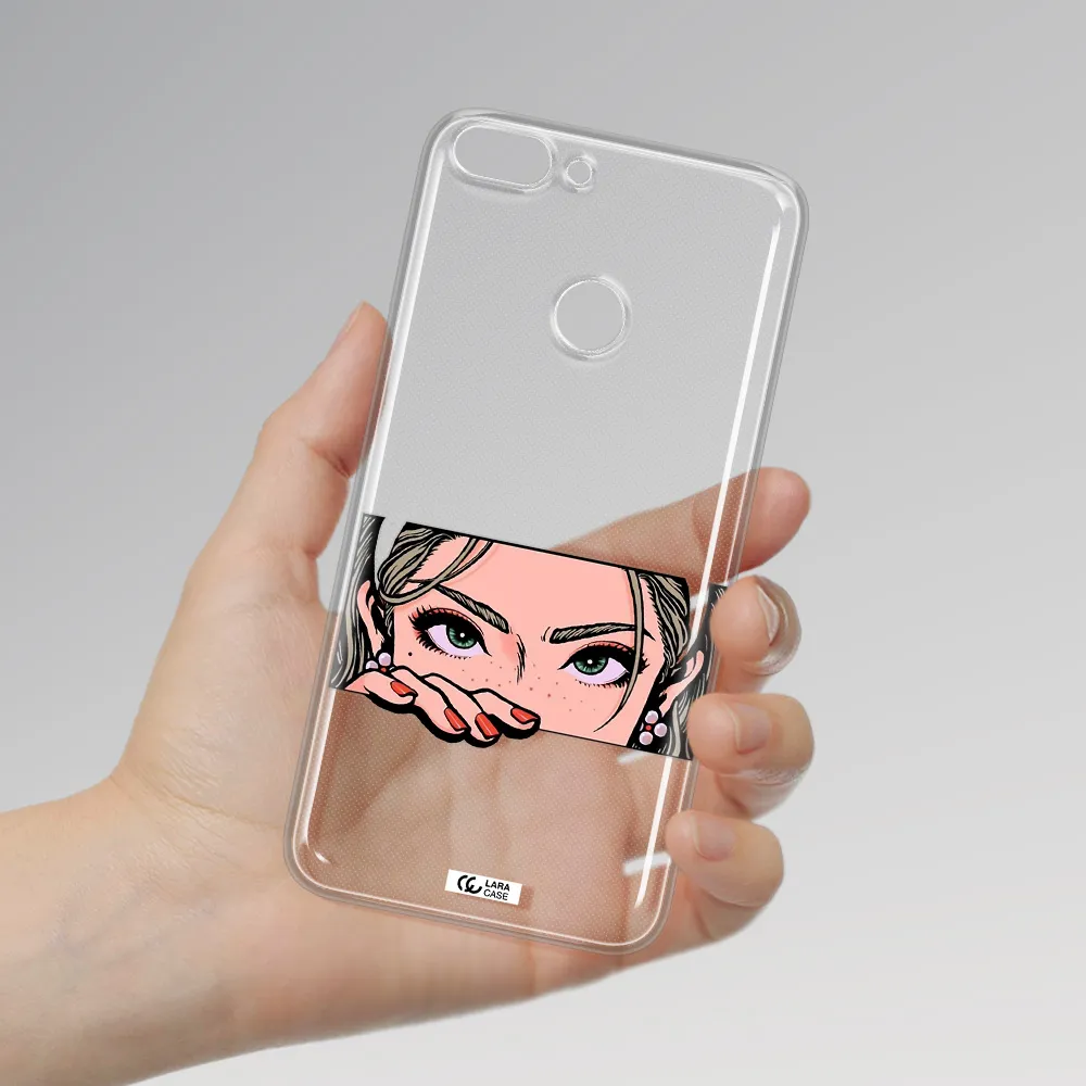 A Cartoon Of A Woman's Face Huawei P Smart 2017 Clear Tpu Case