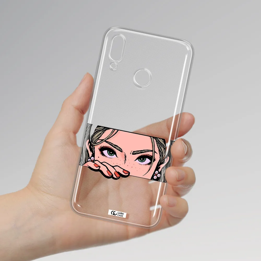 A Cartoon Of A Woman's Face Huawei P Smart 2019 Clear Tpu Case