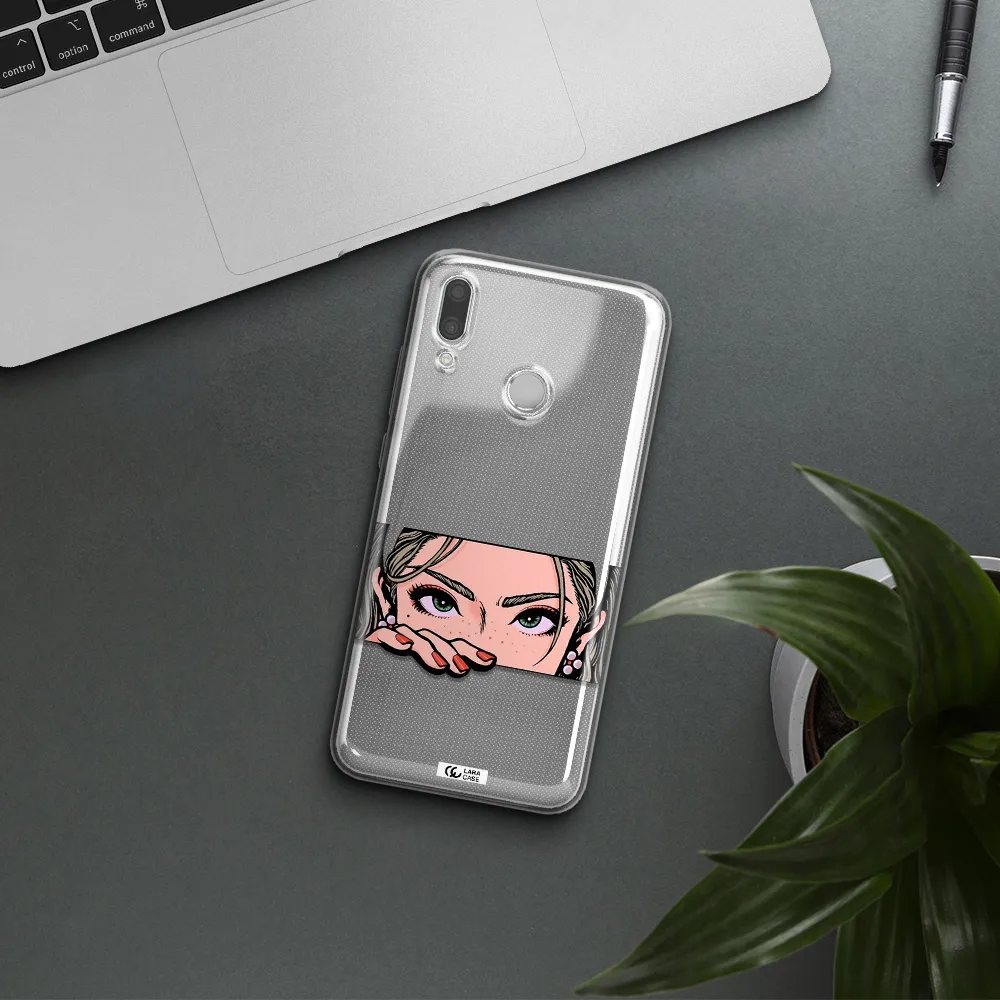 A Cartoon Of A Woman's Face Huawei P Smart 2019 Clear Tpu Case