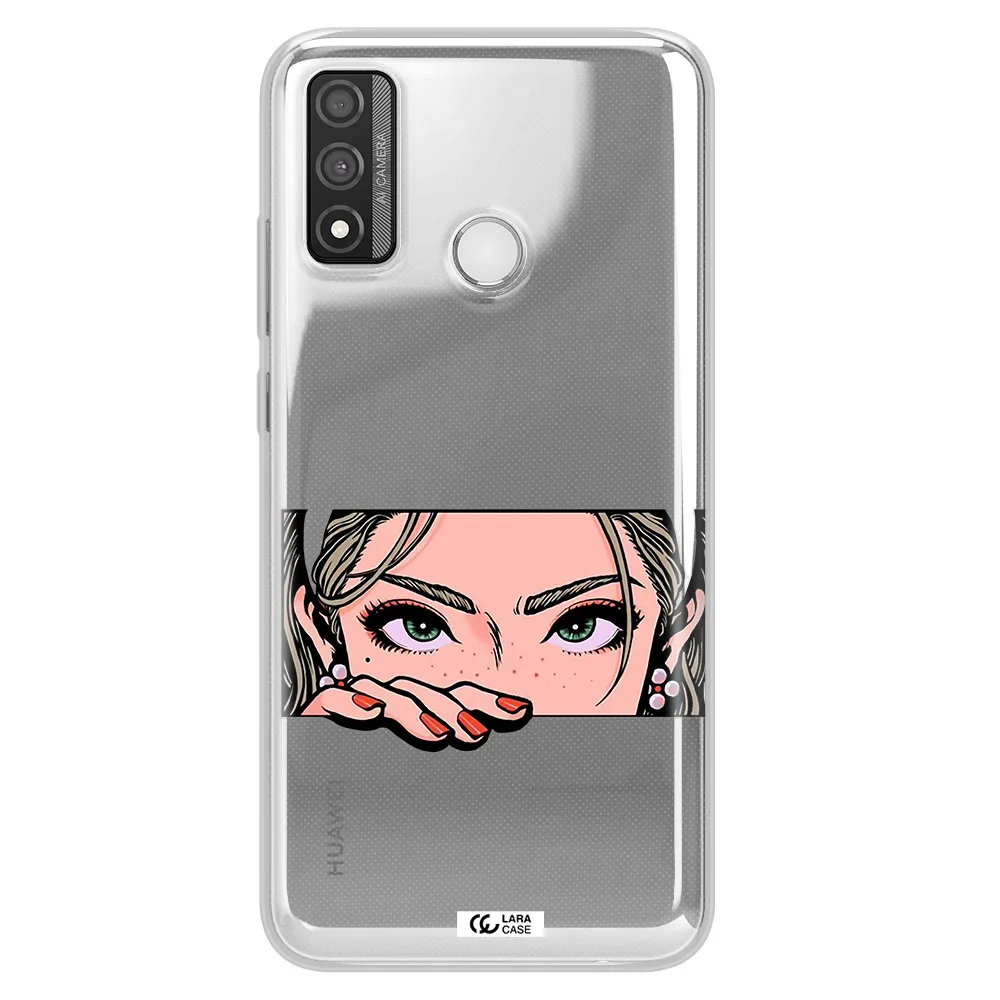 A Cartoon Of A Woman's Face Huawei P Smart 2020 Clear Tpu Case