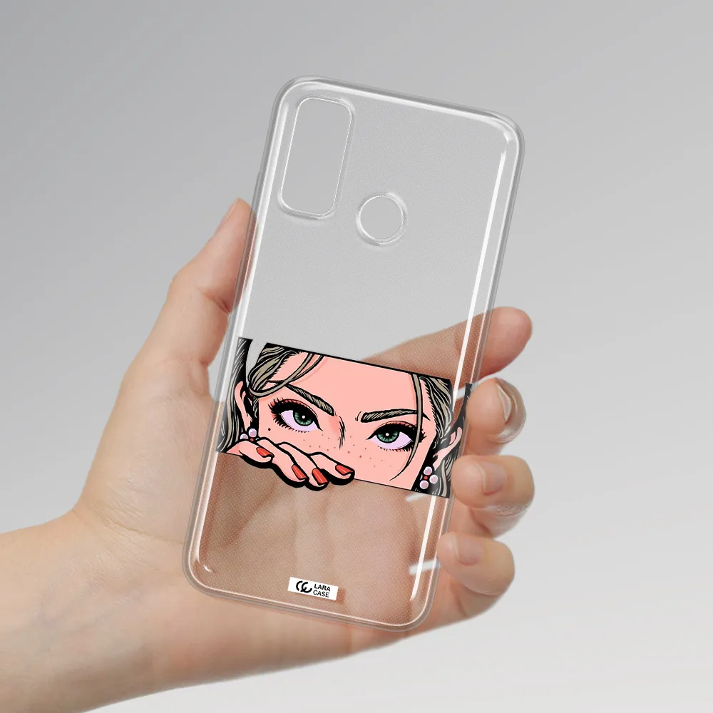 A Cartoon Of A Woman's Face Huawei P Smart 2020 Clear Tpu Case